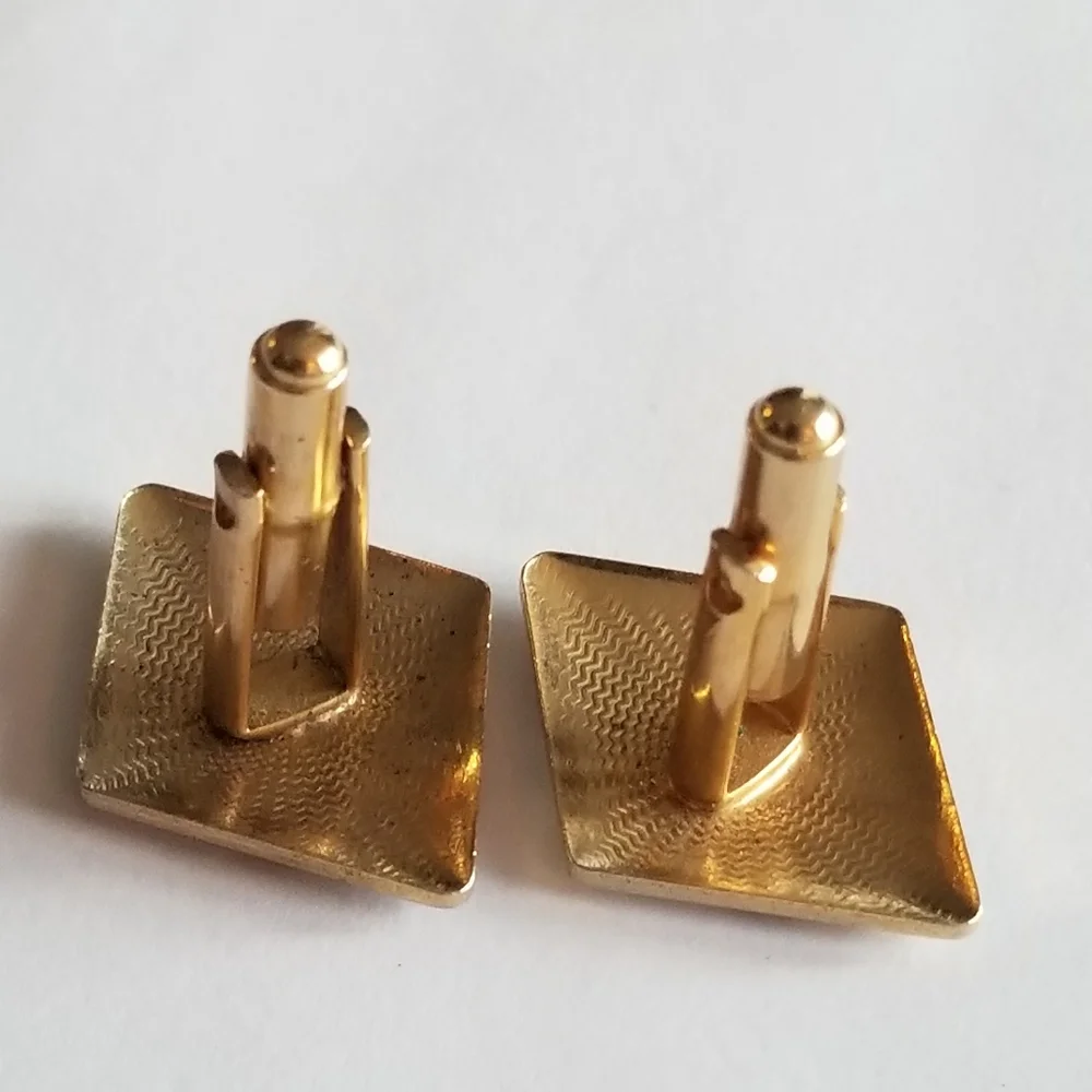 Vintage Diamond shaped cufflinks gold tone cuff links texture